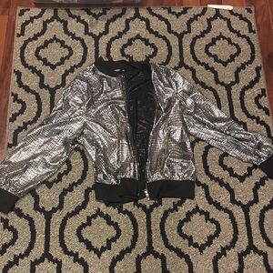 Silver and black jacket